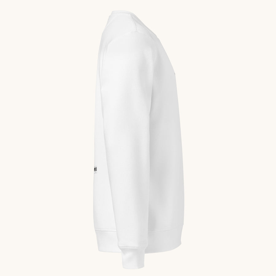 ETHIKKALL sweat-shirt blanc en coton biologique avec détail demi-lune à l'arrière, coupe décontractée