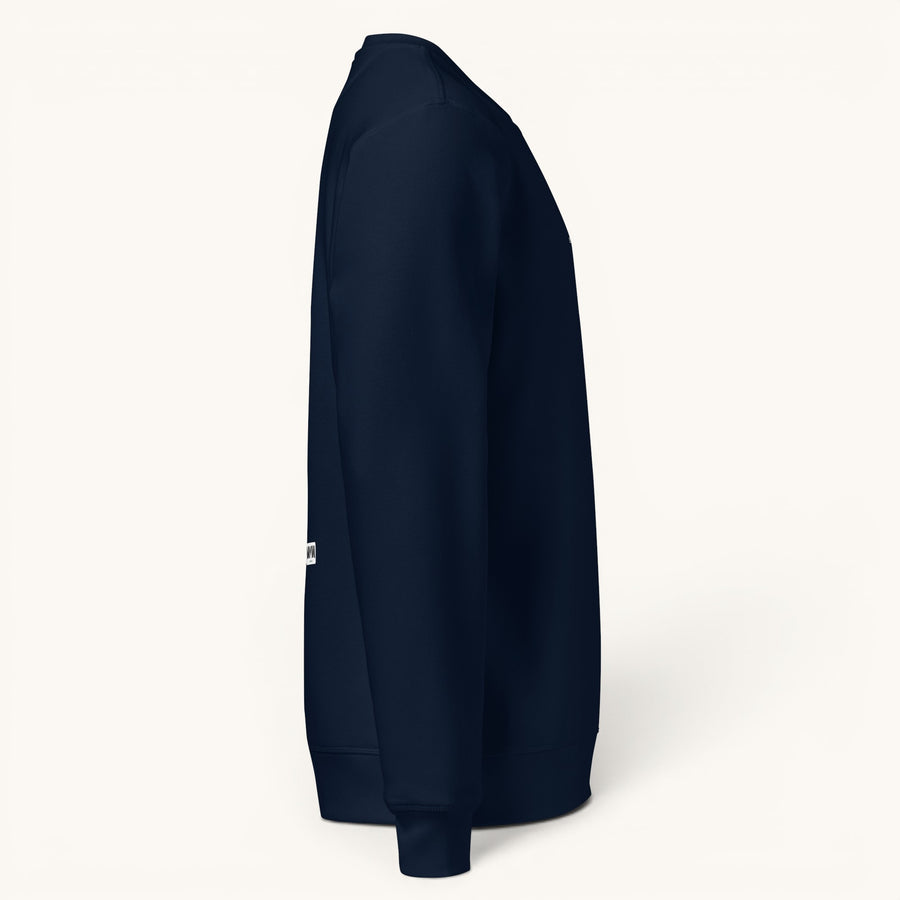 ETHIKKALL sweat bleu marine en coton biologique avec détail demi-lune à l'arrière