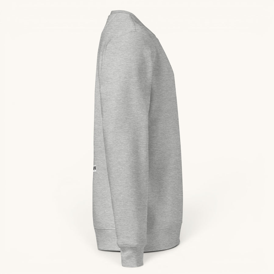 ETHIKKALL sweat-shirt gris en coton biologique avec détail demi-lune à l'arrière, coupe décontractée.