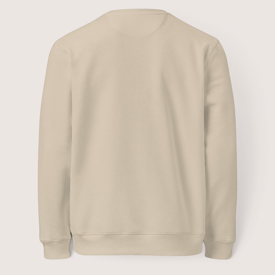 ETHIKKALL sweat-shirt biologique beige à col rond avec détail demi-lune à l'arrière, coupe décontractée.