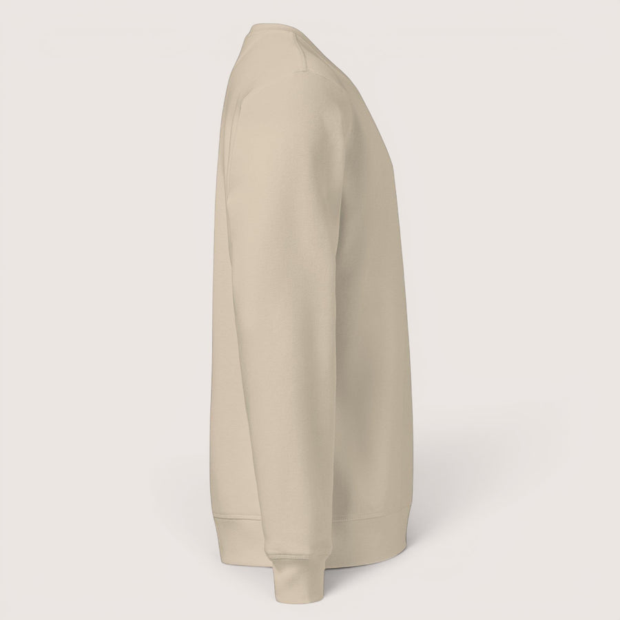 ETHIKKALL sweat-shirt biologique décontracté couleur crème avec détail demi-lune au dos.