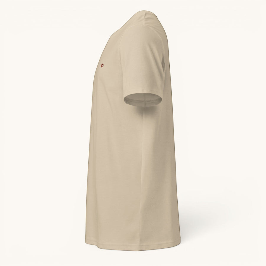 ETHIKKALL t-shirt beige en coton biologique, coupe droite, manches courtes, col rond, idéal pour un look décontracté et éco-responsable.