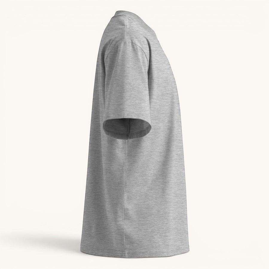 ETHIKKALL T-shirt ample gris chiné en coton biologique avec épaules tombantes et col rond.