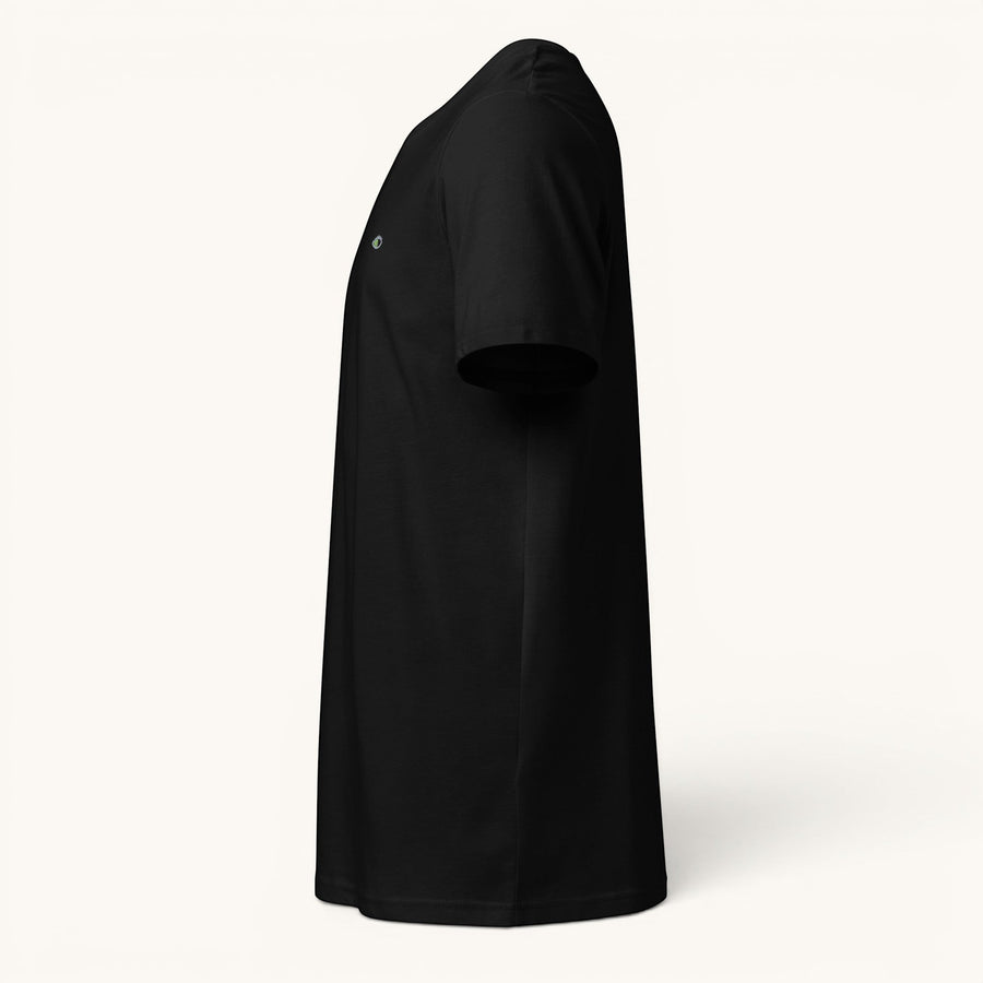 ETHIKKALL t-shirt noir 100% coton biologique, coupe droite, manches courtes, col rond, idéal pour un look décontracté et éco-responsable.