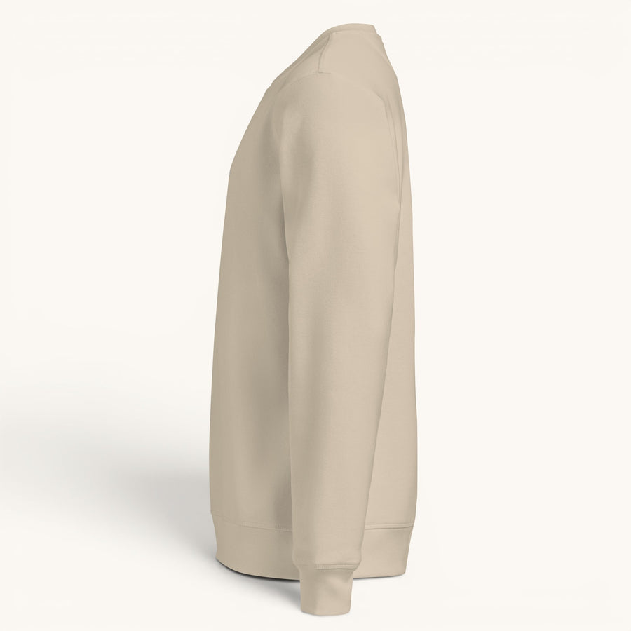 ETHIKKALL sweat-shirt en coton biologique beige avec détail demi-lune à l'arrière, coupe décontractée.