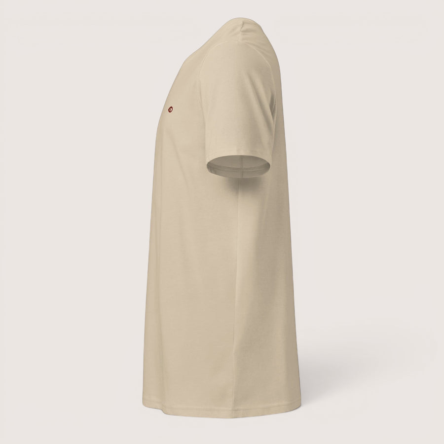 ETHIKKALL t-shirt beige en coton biologique, coupe droite, manches courtes, col rond, idéal pour un look décontracté et éco-responsable.