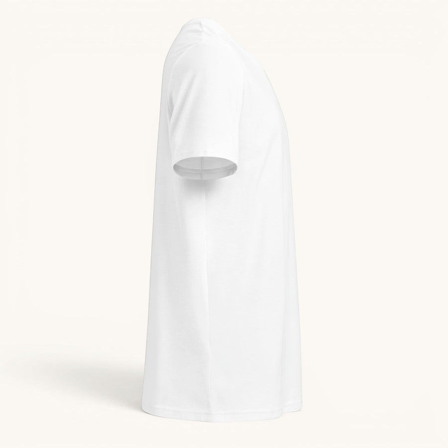 ETHIKKALL T-shirt blanc en coton biologique, coupe droite, manches courtes, idéal pour un look décontracté et éco-responsable.