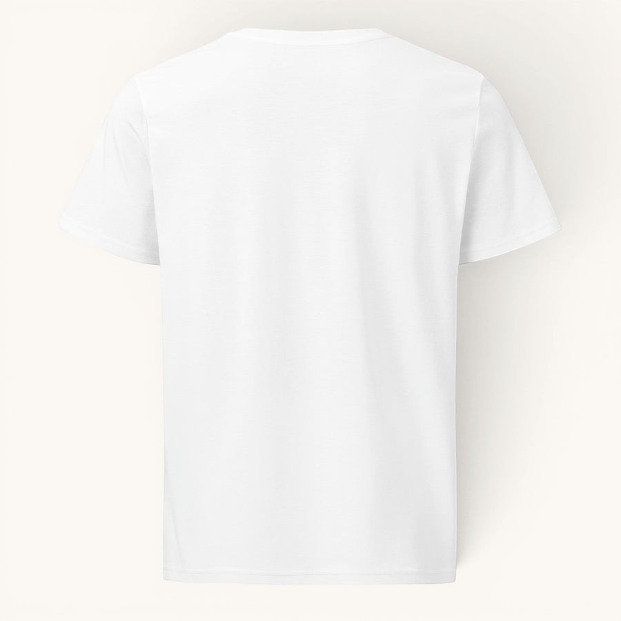ETHIKKALL t-shirt blanc en coton biologique, coupe droite, manches courtes, col rond, idéal pour un look décontracté et éco-responsable.