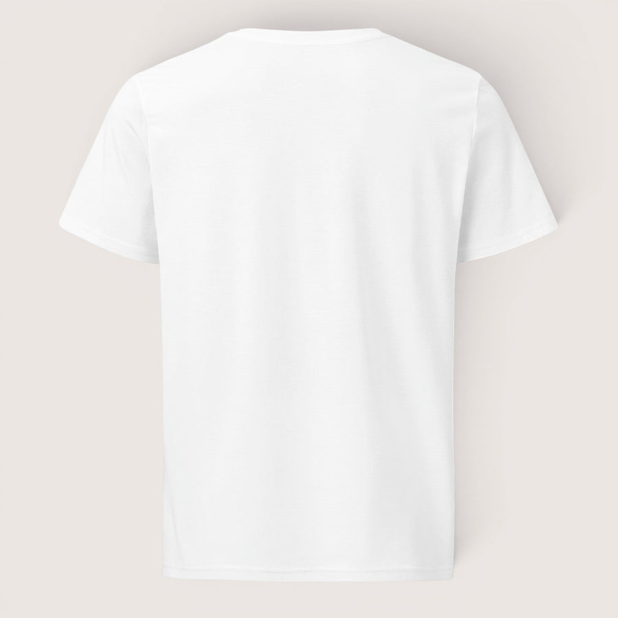 ETHIKKALL t-shirt blanc en coton biologique, coupe droite, manches courtes, col rond, idéal pour un look décontracté et éco-responsable.