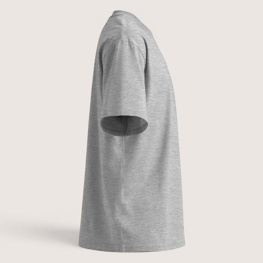 ETHIKKALL T-shirt ample gris chiné en coton biologique avec épaules tombantes et col rond.