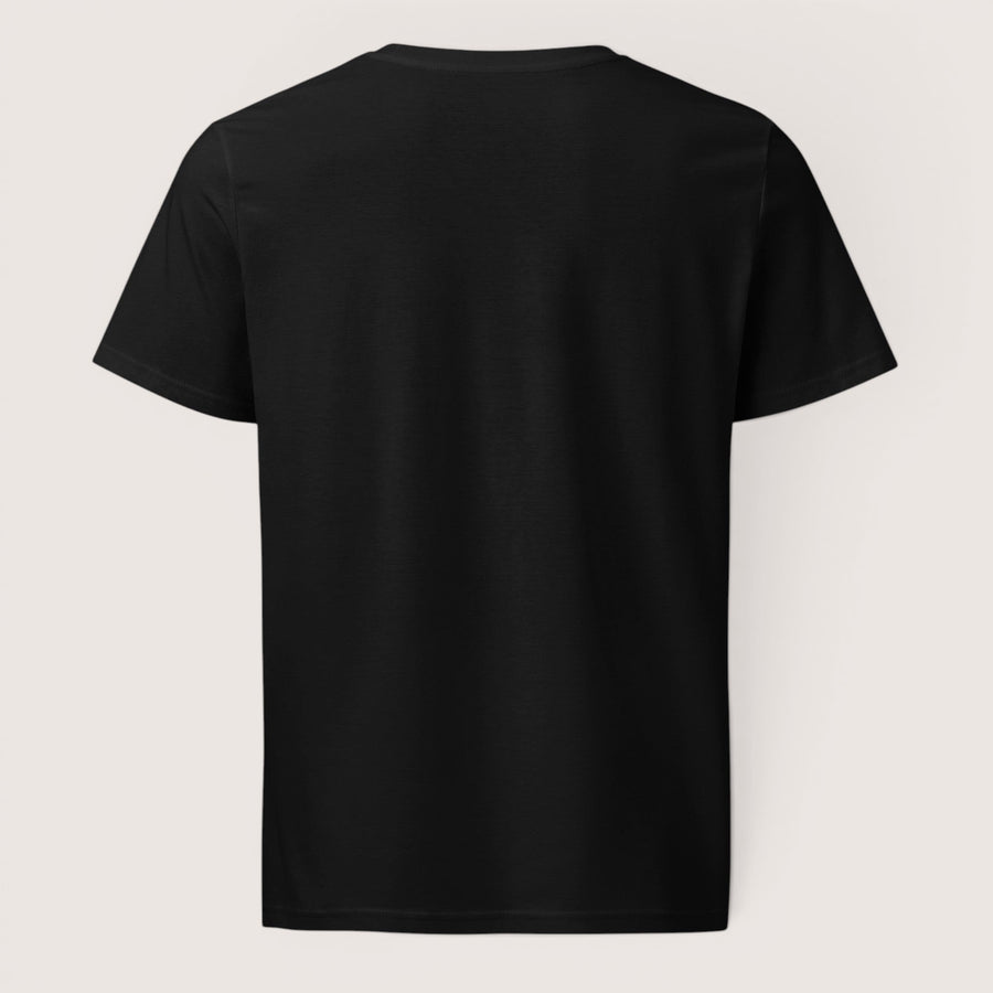 ETHIKKALL t-shirt noir 100% coton biologique, coupe droite, manches courtes, col rond, idéal pour un look décontracté et éco-responsable.
