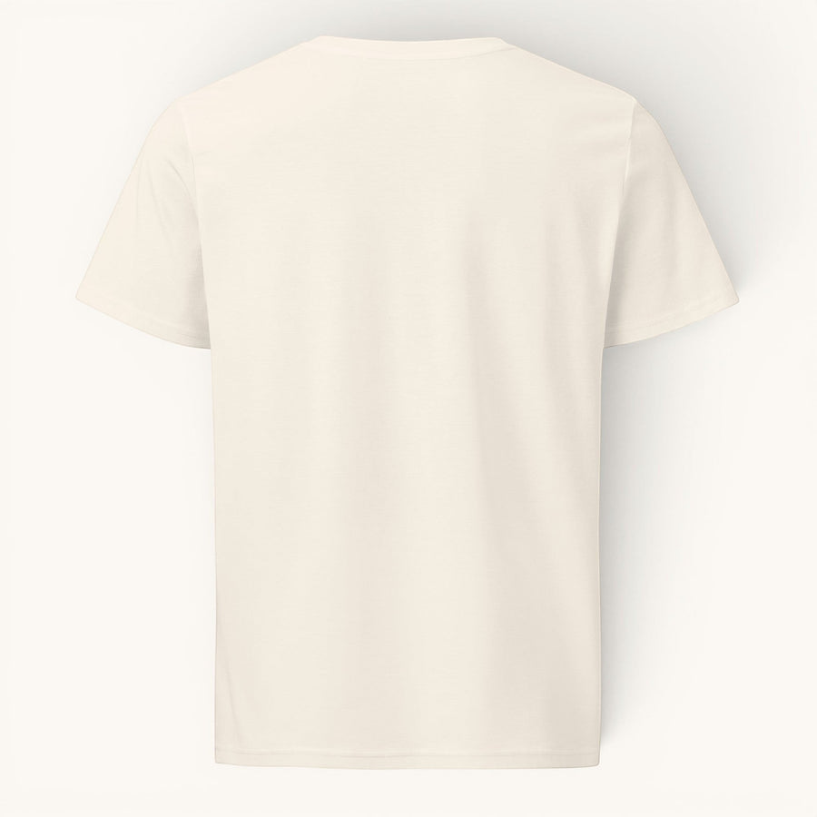 ETHIKKALL t-shirt blanc cassé en coton biologique, coupe droite, manches courtes, col rond, idéal pour un look décontracté et éco-responsable.
